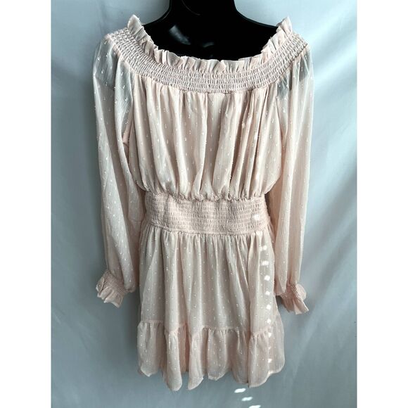 Uguest NWT Blush Pink Romantic Mini Dress sz L Barbiecore Prairie Brunch Ruffles - Picture 6 of 12